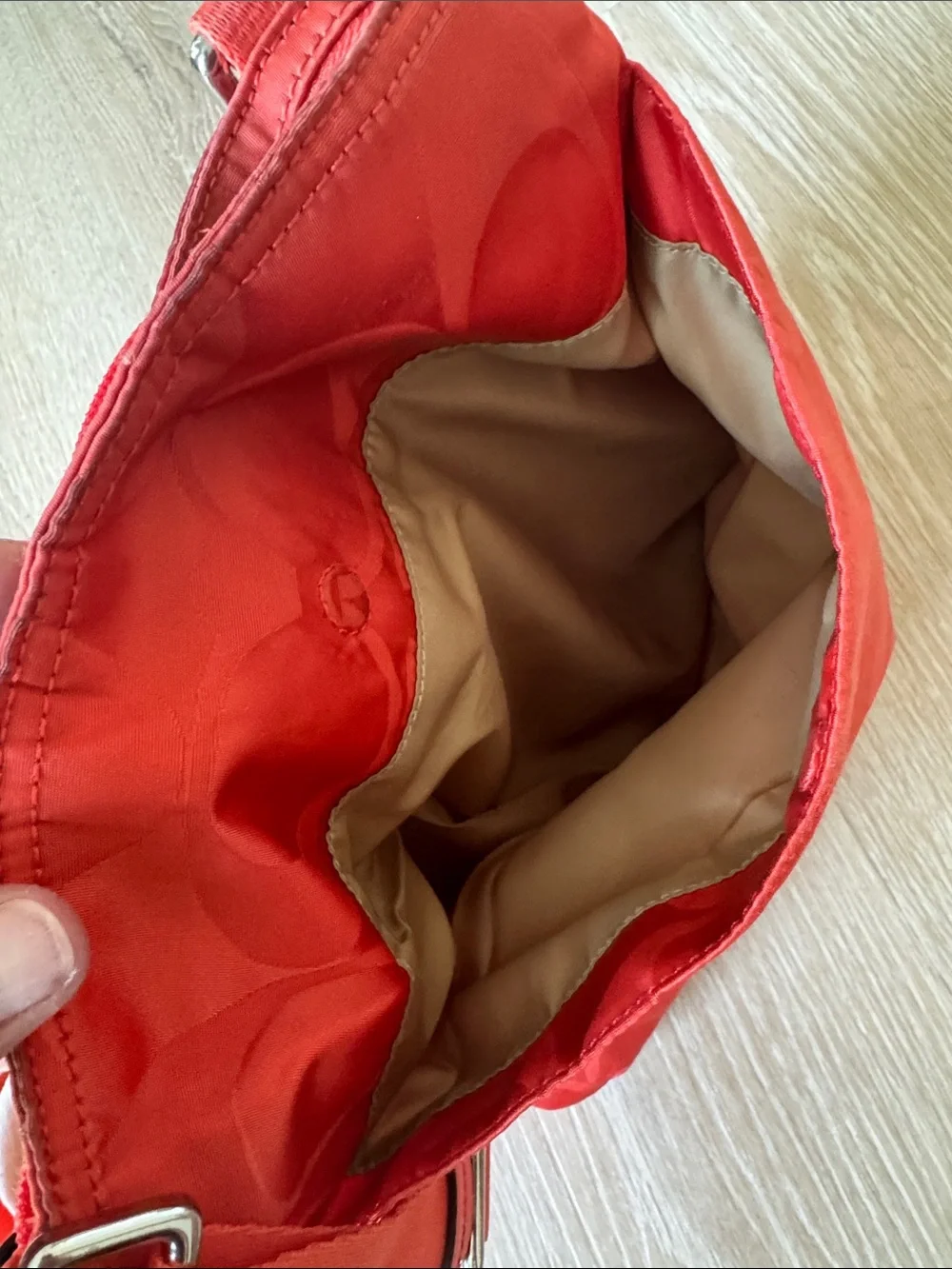 Coach Red Signature Nylon Crossbody Pouch